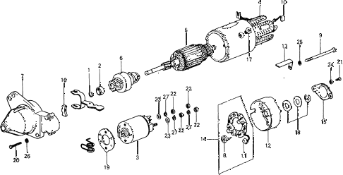 1979 civic ** 5 DOOR 4MT STARTER MOTOR COMPONENTS (HITACHI) (KL) diagram