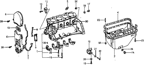 1979 civic ** 5 DOOR 4MT CYLINDER BLOCK - OIL PAN diagram 1979 civic ** 5 DOOR 4MT CYLINDER BLOCK - OIL PAN diagram