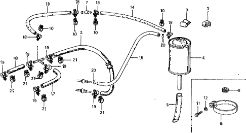 1977 civic ** 5 DOOR HMT CANISTER - FUEL FEED HOSE diagram