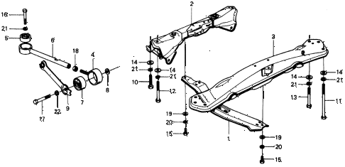 1977 civic ** 5 DOOR 4MT TORQUE ROD - ENGINE SUPPORTBEAMS diagram 1977 civic ** 5 DOOR 4MT TORQUE ROD - ENGINE SUPPORTBEAMS diagram