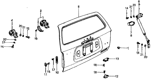 1977 civic ** 5 DOOR 4MT TAILGATE PANEL diagram 1977 civic ** 5 DOOR 4MT TAILGATE PANEL diagram