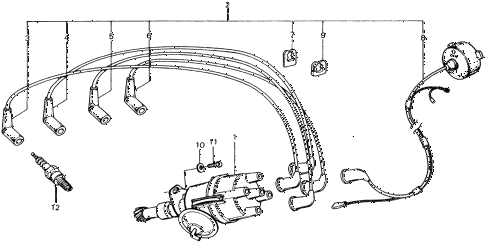 1977 civic ** 5 DOOR HMT DISTRIBUTOR - SPARK PLUG diagram