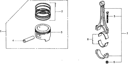 1977 civic ** 5 DOOR HMT PISTON - CONNECTING ROD diagram