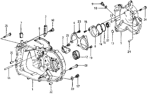 1977 accord STD 3 DOOR HMT AT TRANSMISSION HOUSING diagram 1977 accord STD 3 DOOR HMT AT TRANSMISSION HOUSING diagram