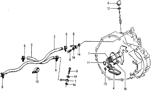 1977 accord STD 3 DOOR HMT AT OIL COOLER HOSE - OIL STRAINER diagram
