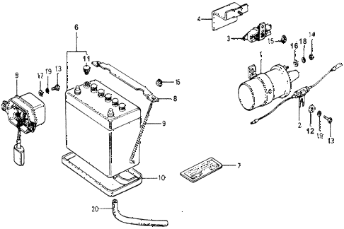 1977 accord STD 3 DOOR HMT IGNITION COIL - BATTERY diagram