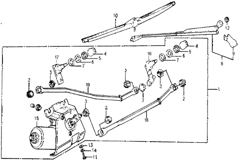 1977 accord STD 3 DOOR HMT FRONT WINDSHIELD WIPER diagram