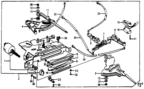 1977 accord STD 3 DOOR HMT HEATER LEVER diagram