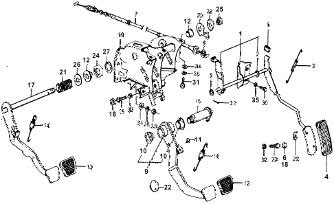 1977 accord STD 3 DOOR 5MT MT PEDAL diagram