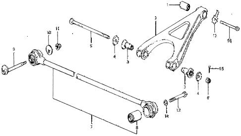 1977 accord STD 3 DOOR 5MT REAR LOWER ARM - RADIUS ROD diagram