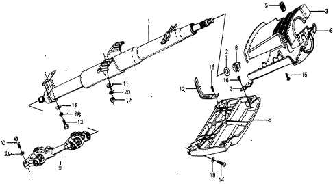 1977 accord STD 3 DOOR 5MT STEERING COLUMN (TO SJ-2063328) diagram