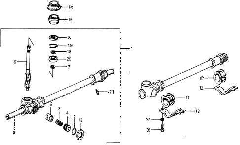 1977 accord STD 3 DOOR 5MT STEERING GEAR BOX diagram