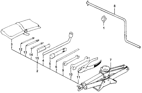 1977 accord STD 3 DOOR 5MT TOOLS - JACK diagram