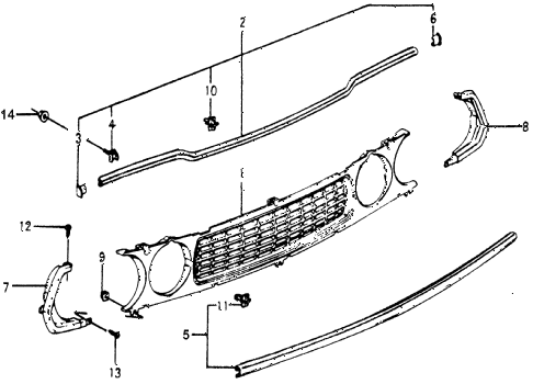 1977 accord STD 3 DOOR 5MT FRONT GRILLE diagram