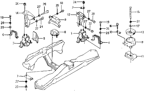 1977 accord STD 3 DOOR HMT ENGINE MOUNT diagram