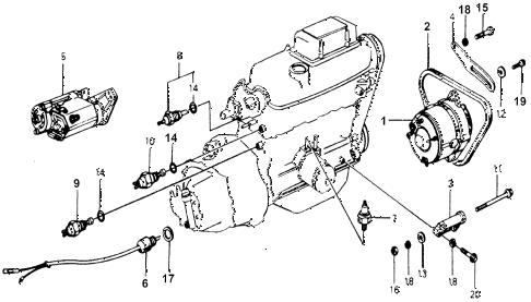 1977 accord STD 3 DOOR 5MT STARTER - ALTERNATOR - SENSOR diagram 1977 accord STD 3 DOOR 5MT STARTER - ALTERNATOR - SENSOR diagram