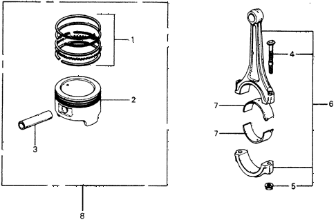 1977 accord STD 3 DOOR HMT PISTON - CONNECTING ROD diagram