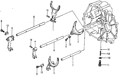 1977 accord STD 3 DOOR 5MT MT SHIFT FORK diagram
