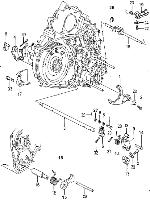 1981 accord DX 3 DOOR HMT HMT SHIFT LEVER SHAFT (2) diagram