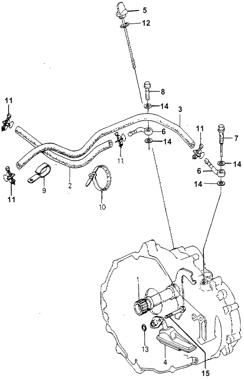 1979 accord LX 3 DOOR HMT HMT OIL COOLER HOSE - STRAINER (1) diagram