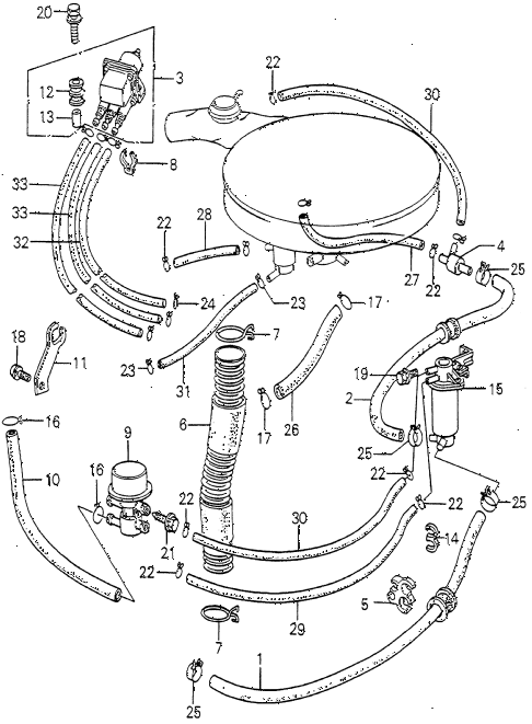 1979 accord DX 4 DOOR HMT AIR CLEANER TUBING (1) diagram