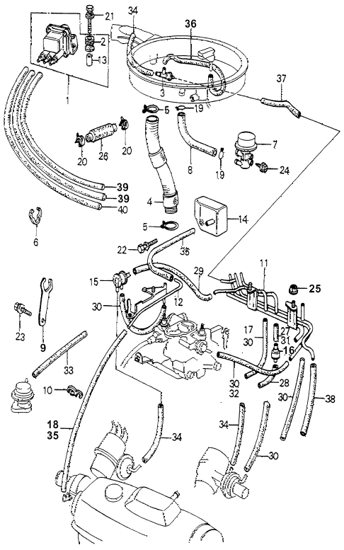 1980 accord STD 3 DOOR 5MT AIR CLEANER TUBING (2) diagram
