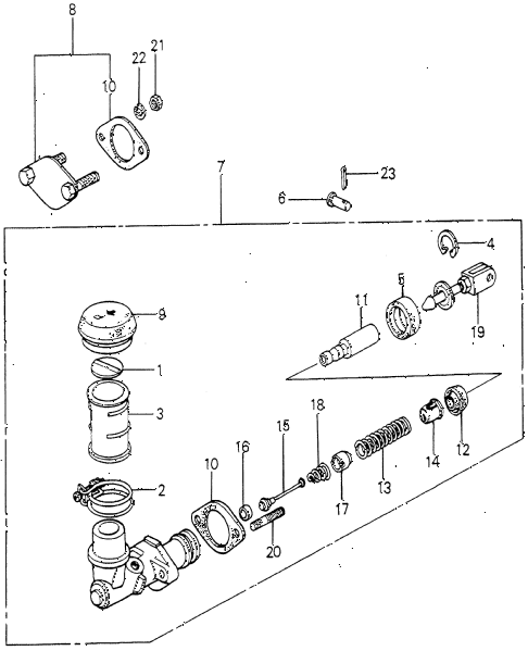 1981 accord DX 4 DOOR 5MT MT CLUTCH MASTER CYLINDER diagram