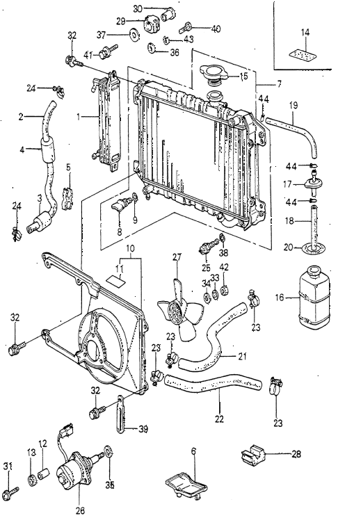 1981 accord DX 4 DOOR HMT RADIATOR - FAN MOTOR - OIL COOLER diagram 1981 accord DX 4 DOOR HMT RADIATOR - FAN MOTOR - OIL COOLER diagram
