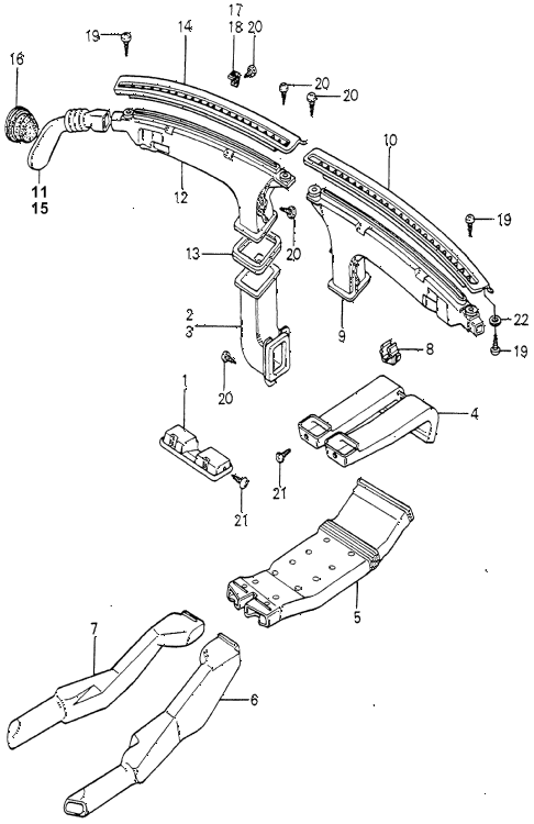 1979 accord DX 4 DOOR HMT DEFROSTER NOZZLE - HOSE diagram 1979 accord DX 4 DOOR HMT DEFROSTER NOZZLE - HOSE diagram
