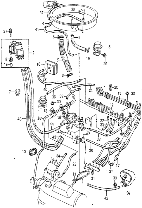 1981 accord DX 4 DOOR HMT AIR CLEANER TUBING (3) diagram