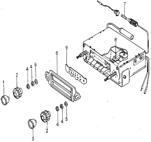 1979 accord DX 4 DOOR HMT RADIO COMPONENTS diagram