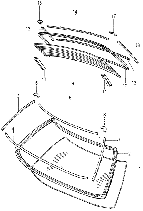 1981 accord LX 3 DOOR 5MT WINDSHIELD - REAR WINDOW diagram 1981 accord LX 3 DOOR 5MT WINDSHIELD - REAR WINDOW diagram