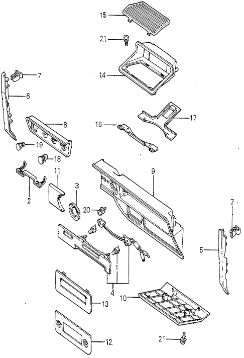1979 accord DX 4 DOOR HMT INSTRUMENT GARNISH diagram