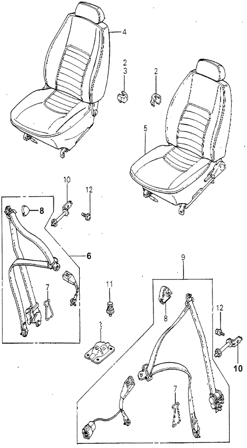 1979 accord LX 3 DOOR HMT FRONT SEAT - SEAT BELT (1) diagram