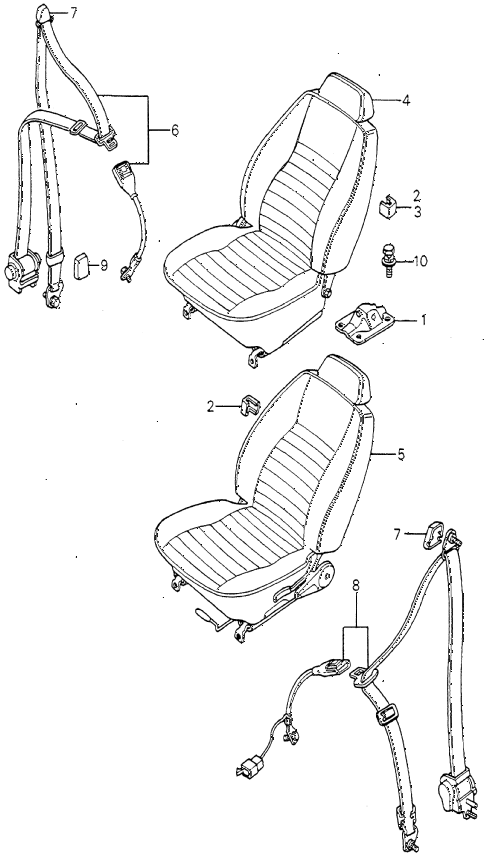 1980 accord DX 4 DOOR HMT FRONT SEAT - SEAT BELT (2) diagram