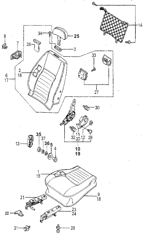 1981 accord LX 3 DOOR 5MT FRONT SEAT COMPONENTS diagram 1981 accord LX 3 DOOR 5MT FRONT SEAT COMPONENTS diagram