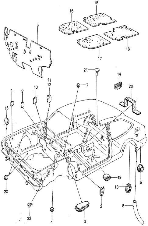 1981 accord DX 4 DOOR 5MT INSULATOR - GROMMET diagram 1981 accord DX 4 DOOR 5MT INSULATOR - GROMMET diagram