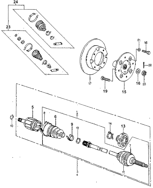 1980 accord DX 4 DOOR 5MT DRIVESHAFT - FRONT BRAKE DISK diagram 1980 accord DX 4 DOOR 5MT DRIVESHAFT - FRONT BRAKE DISK diagram