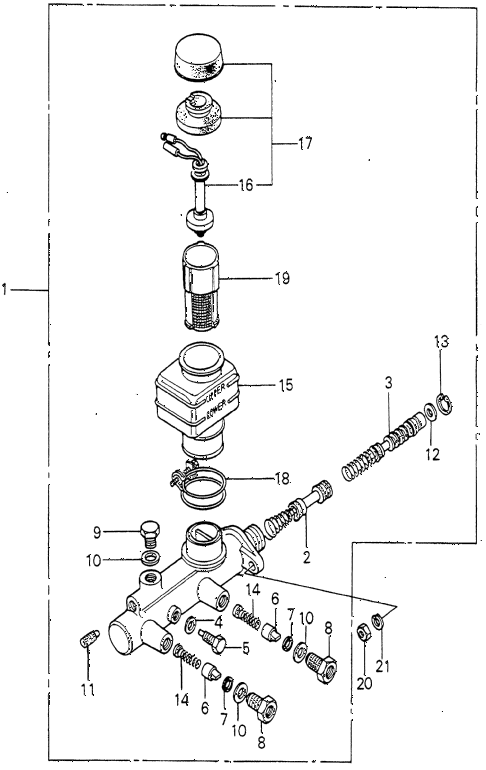 1979 accord LX 3 DOOR 5MT BRAKE MASTER CYLINDER (1) diagram
