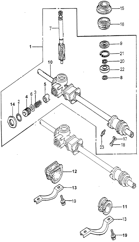 1980 accord STD 3 DOOR 5MT STEERING GEAR BOX (1) diagram