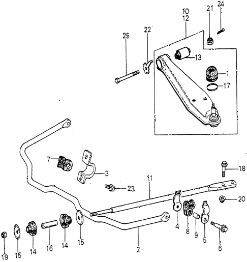 1980 accord DX 4 DOOR 5MT FRONT LOWER ARM  - STABILIZER diagram