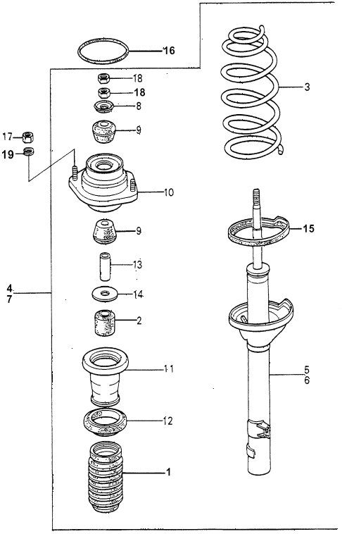 1981 accord DX 3 DOOR HMT REAR SHOCK ABSORBER (1) diagram