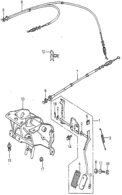1980 accord DX 4 DOOR HMT ACCELERATOR PEDAL - PEDAL BRACKET diagram 1980 accord DX 4 DOOR HMT ACCELERATOR PEDAL - PEDAL BRACKET diagram