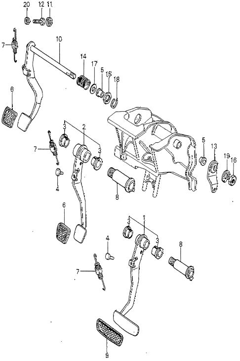 1979 accord DX 4 DOOR HMT BRAKE PEDAL - CENTER PEDAL diagram