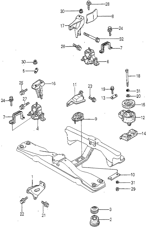 1979 accord LX 3 DOOR 5MT ENGINE MOUNT diagram