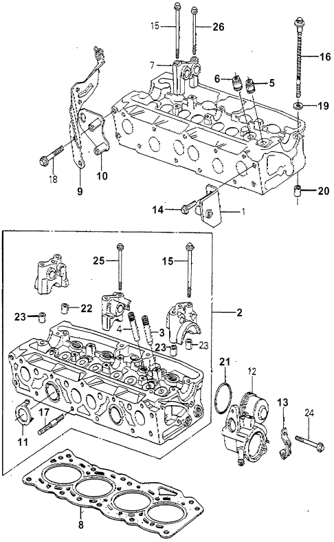 1980 accord DX 4 DOOR 5MT CYLINDER HEAD (1) diagram