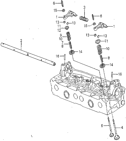 1980 accord DX 4 DOOR 5MT VALVE - ROCKER ARM (1) diagram