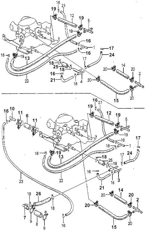 1979 accord LX 3 DOOR 5MT FUEL TUBING (1) diagram