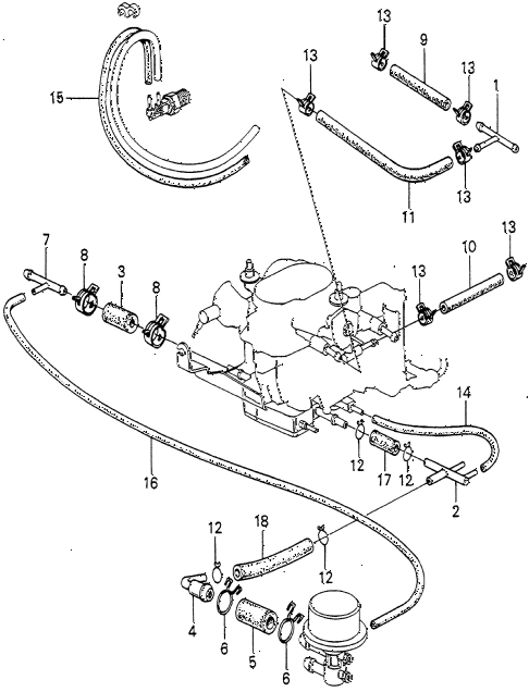 1980 accord DX 4 DOOR 5MT FUEL TUBING (2) diagram