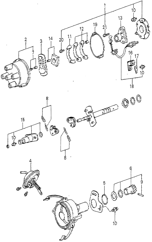 1980 accord DX 4 DOOR 5MT DISTRIBUTOR COMPONENTS (3) diagram